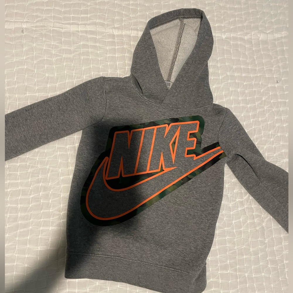 Nike Kids Gray and Orange Hoodie